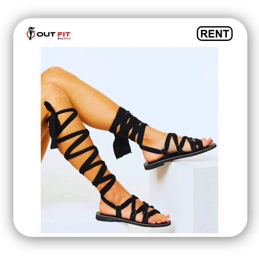 Black Leather Sandals and Scarf Laces on Rental