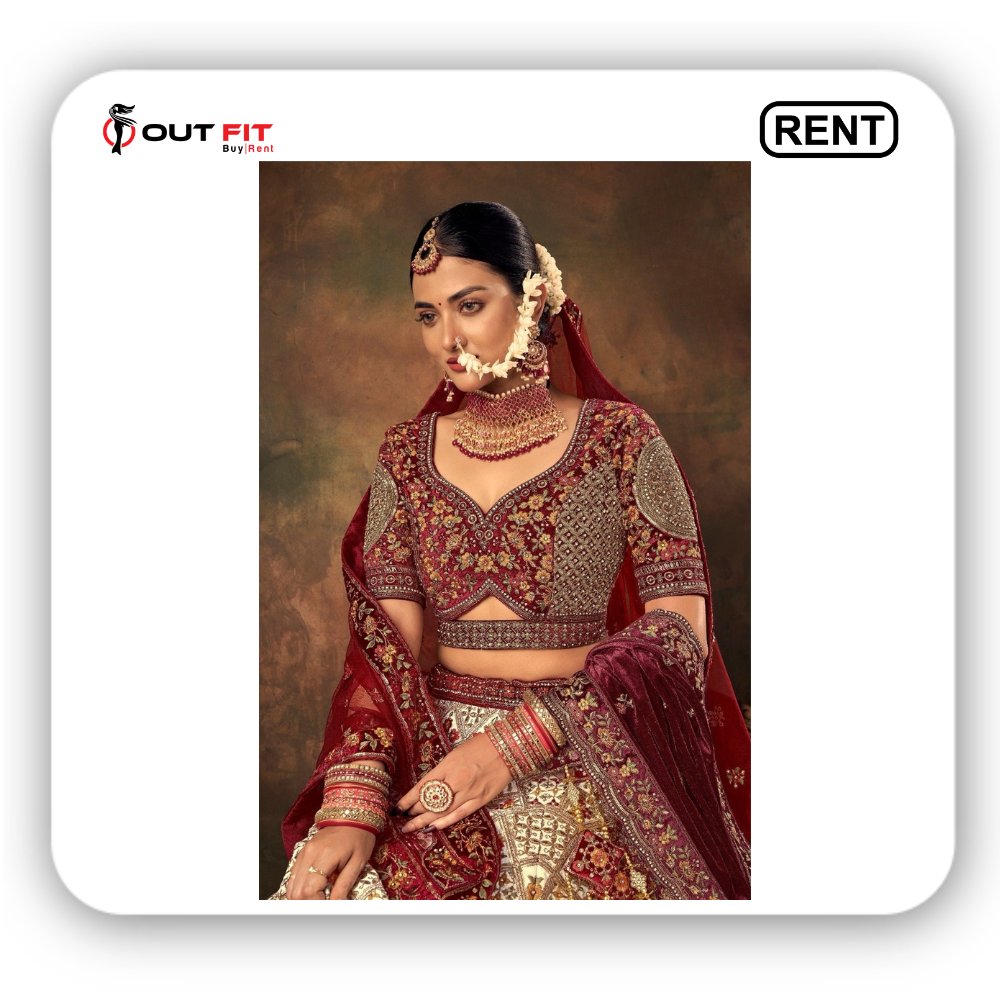 Sabyasachi Bridal Lehenga Blouse for women wedding on Rent In Bangalore