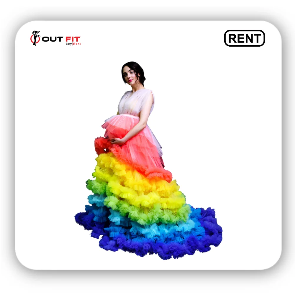 rainbow colour maternity dress on rent in Bangalore (2)