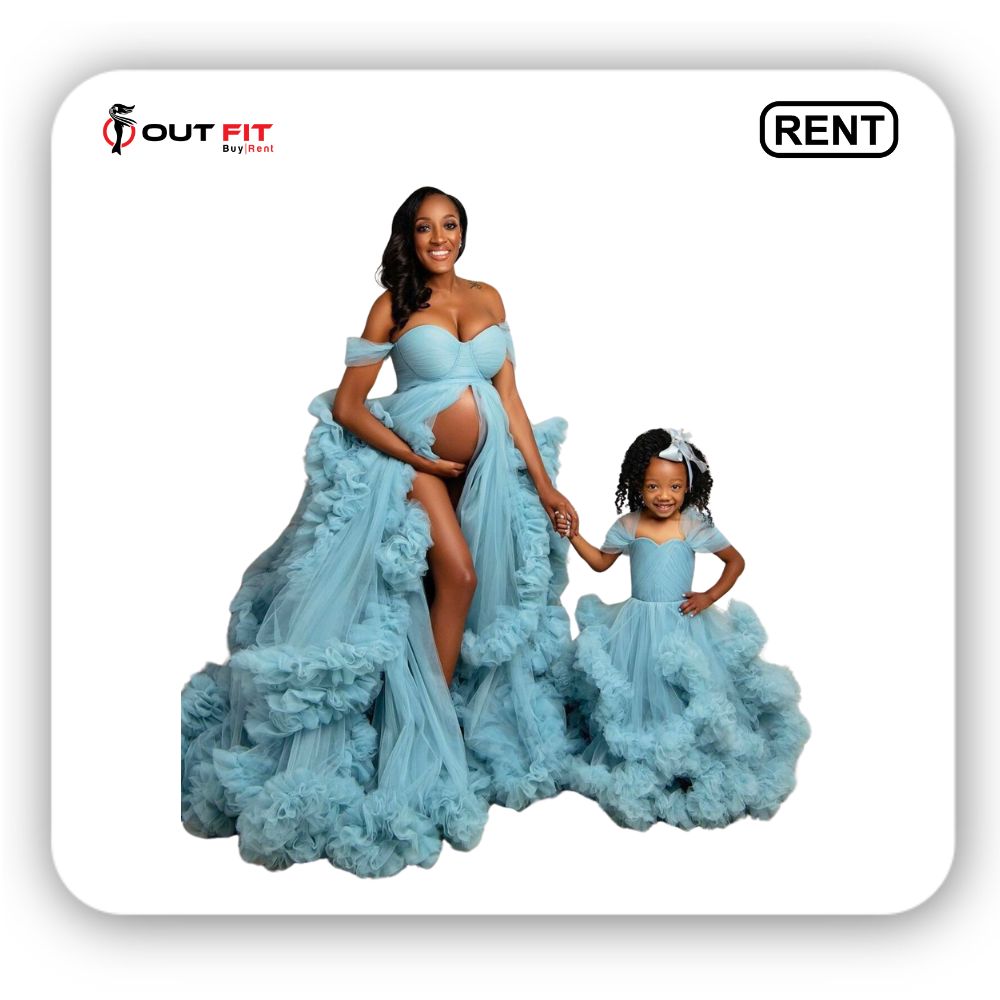 Mother And Daughter Pregnancy Tulle Dress For Photoshoot