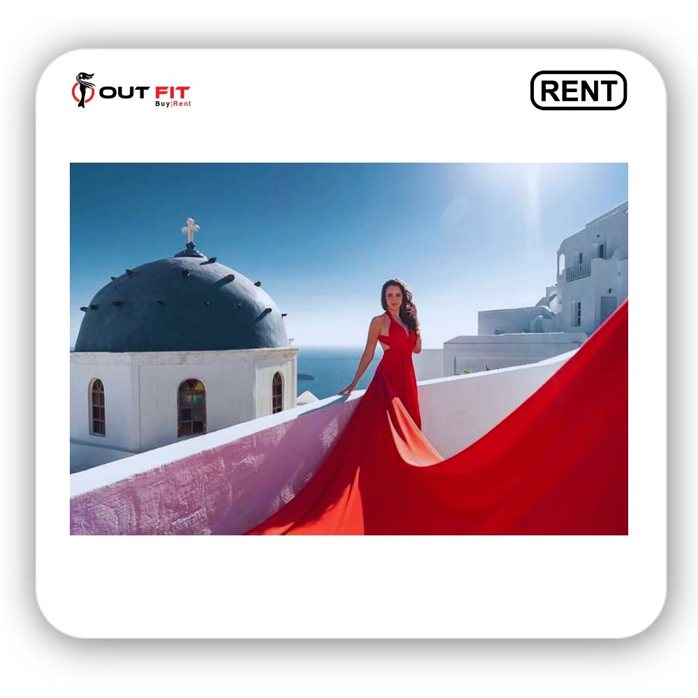 Outfit Rental Shop_ Red Long Flying Dress Rentals in Bangalore (2)