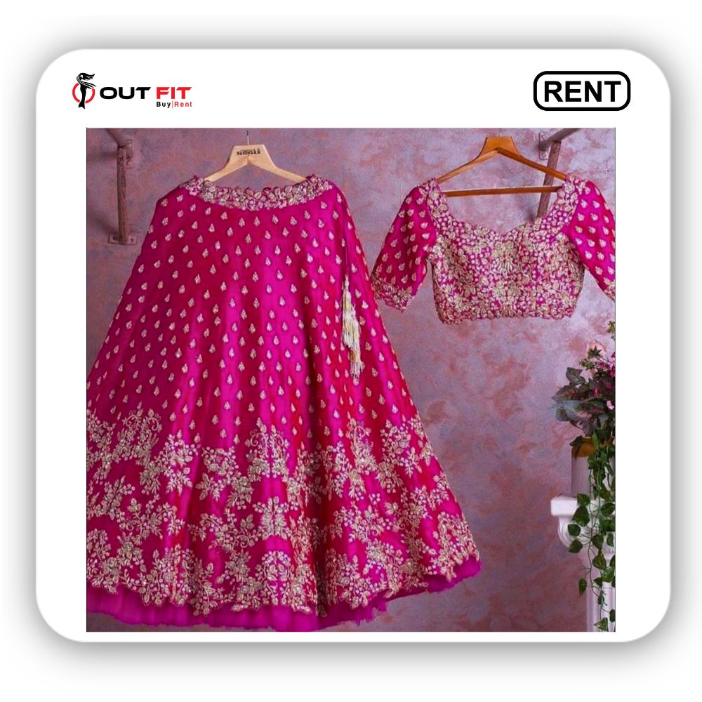 Pink Designer Lehenga Choli Rental for Women - Steal the Spotlight at Parties! Set