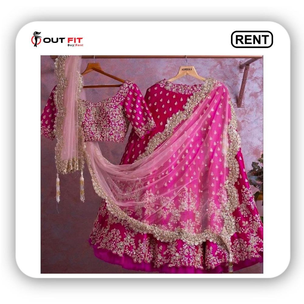 Pink Designer Lehenga Choli Rental for Women - Steal the Spotlight at Parties!