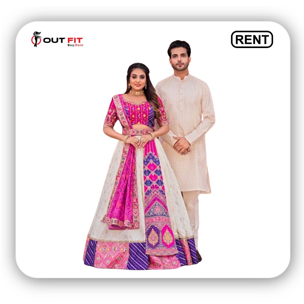 Rent Couple Combo Set_ Lehenga & Men's Kurta _ Outfit Rental Shop