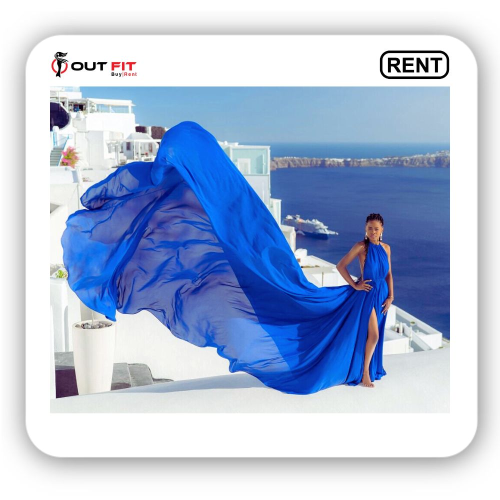 Rent Your Dream Dress: Blue Long Flying Dress Outfit Rental Shop