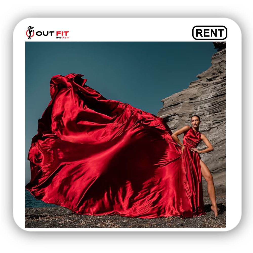 Rent a Red Long Train Dress in Bangalore To Look Beautiful (3)