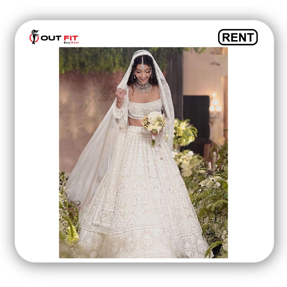 Rent a White Sequin Lehenga Choli for Women