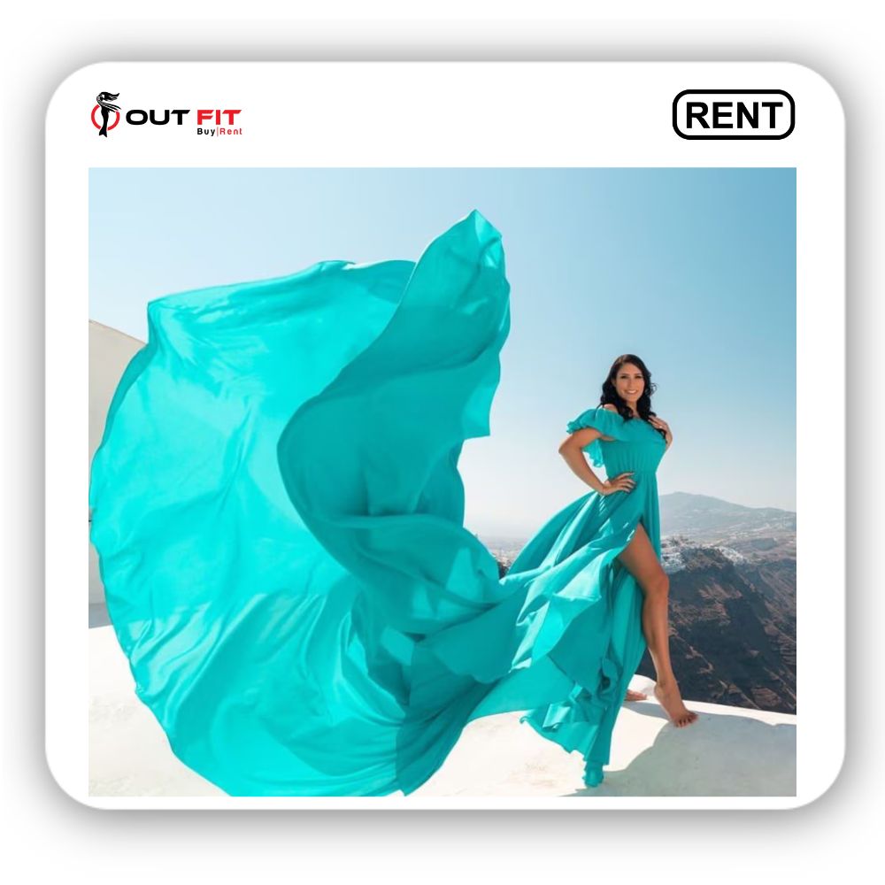 Rent a stunning Green Long Flying Dress for your photoshoot! (3)