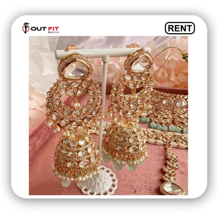 Jemima Gold Plated Kundan Set on Rent - Bridal Jewelry Set