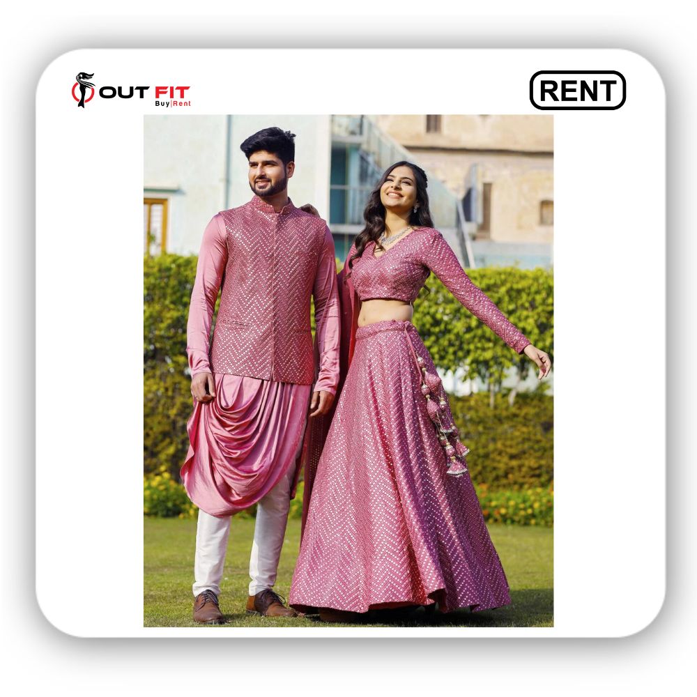 Rent the Perfect Look! Faux Georgette Kurta & Lehenga for Couples