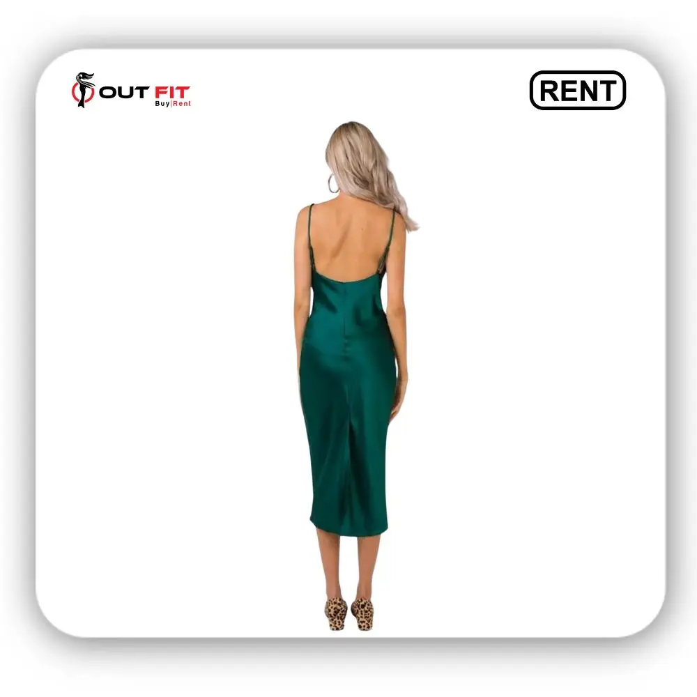 Dark Green Satin Bridesmaid Dress for Rent In Bangalore (2)