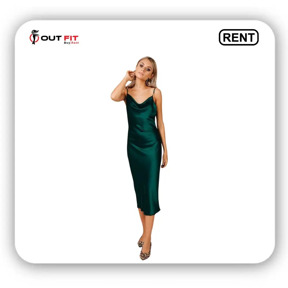 Dark Green Satin Bridesmaid Dress for Rent In Bangalore