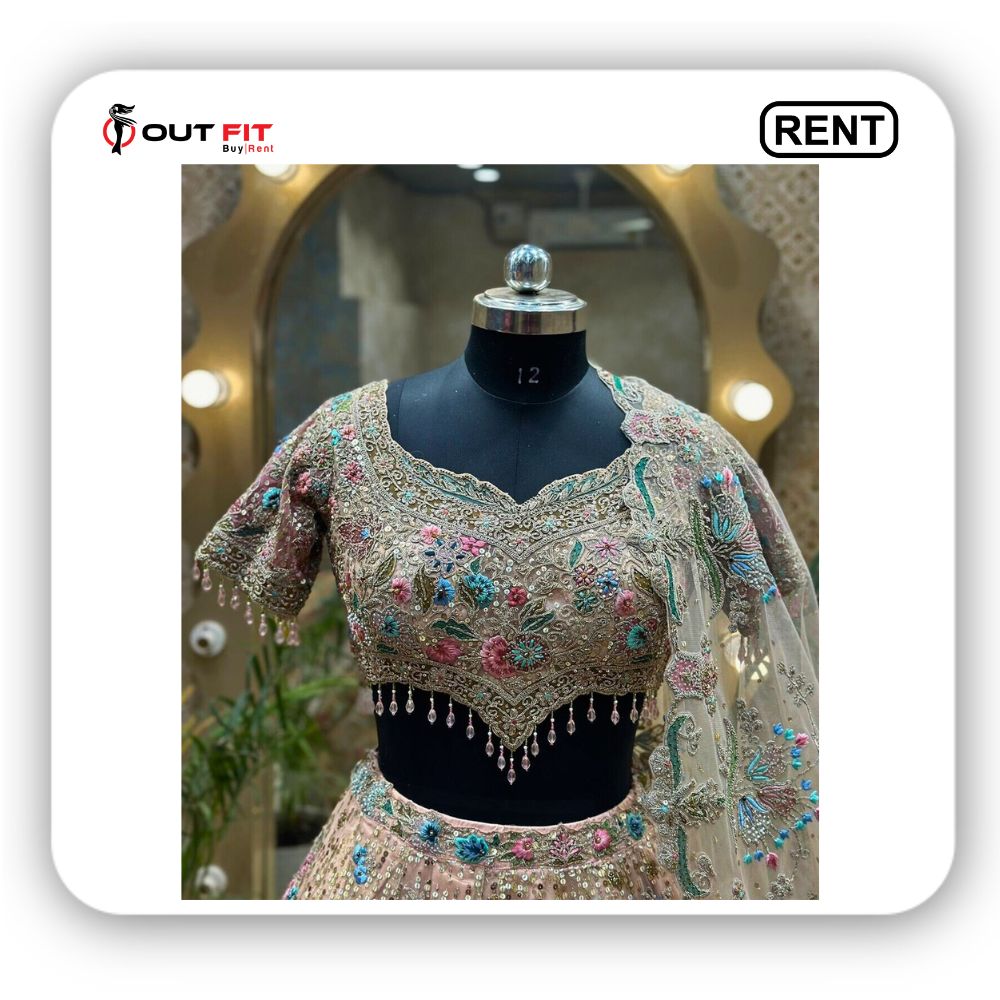 Embroidered Bridal Lehenga Choli on Rent In Bangalore (2)