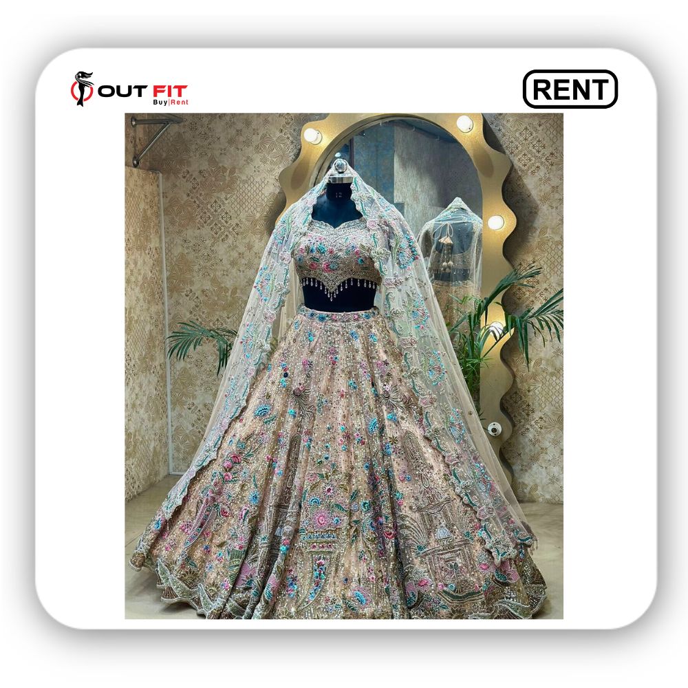 Embroidered Bridal Lehenga Choli on Rent In Bangalore