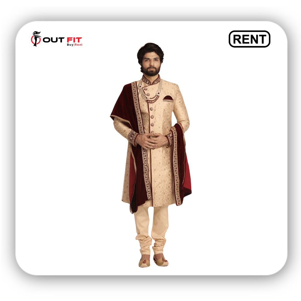 Regal Fawn Sherwani Set On Rent In Bangalore