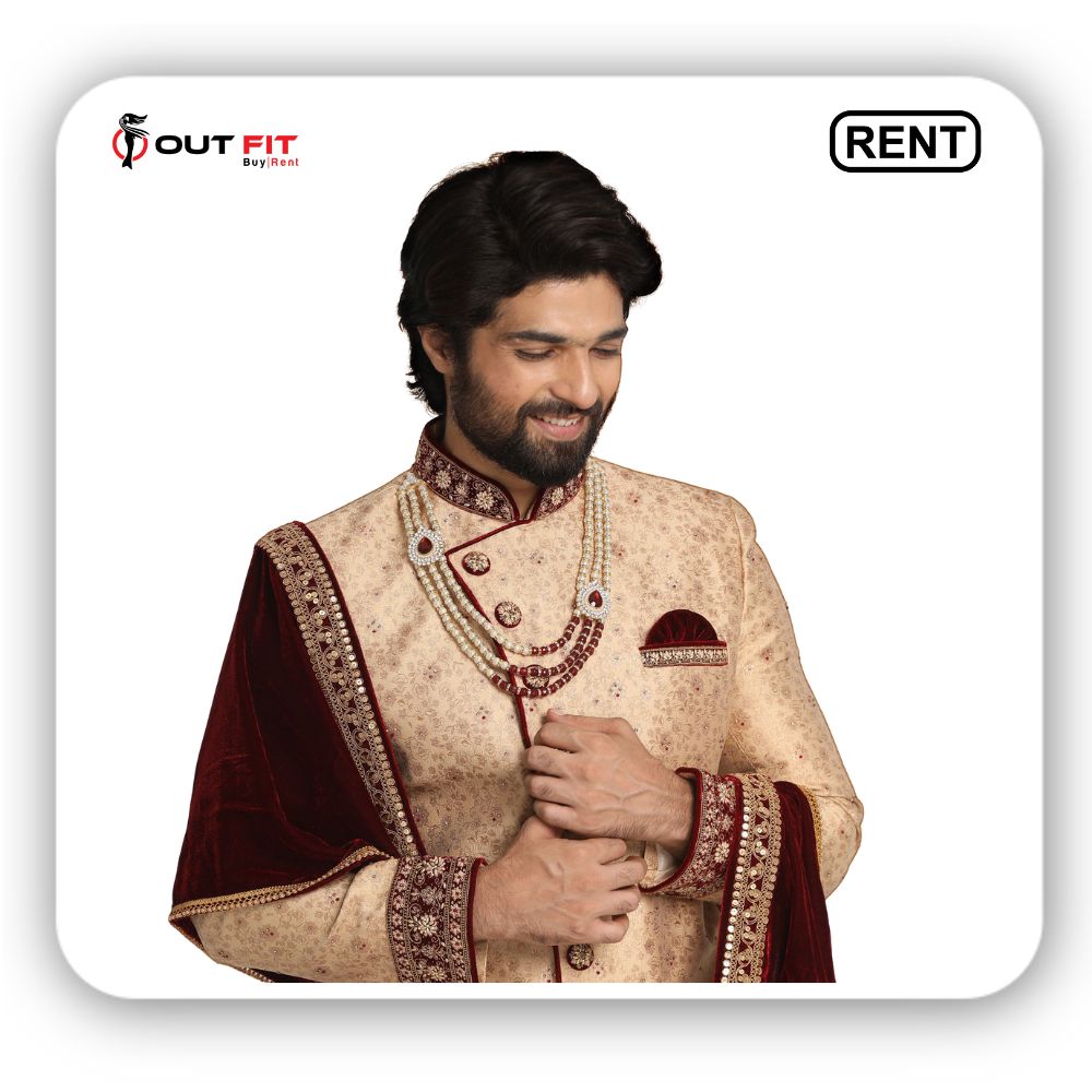 Regal Fawn Sherwani Set On Rent In Bangalore (3)