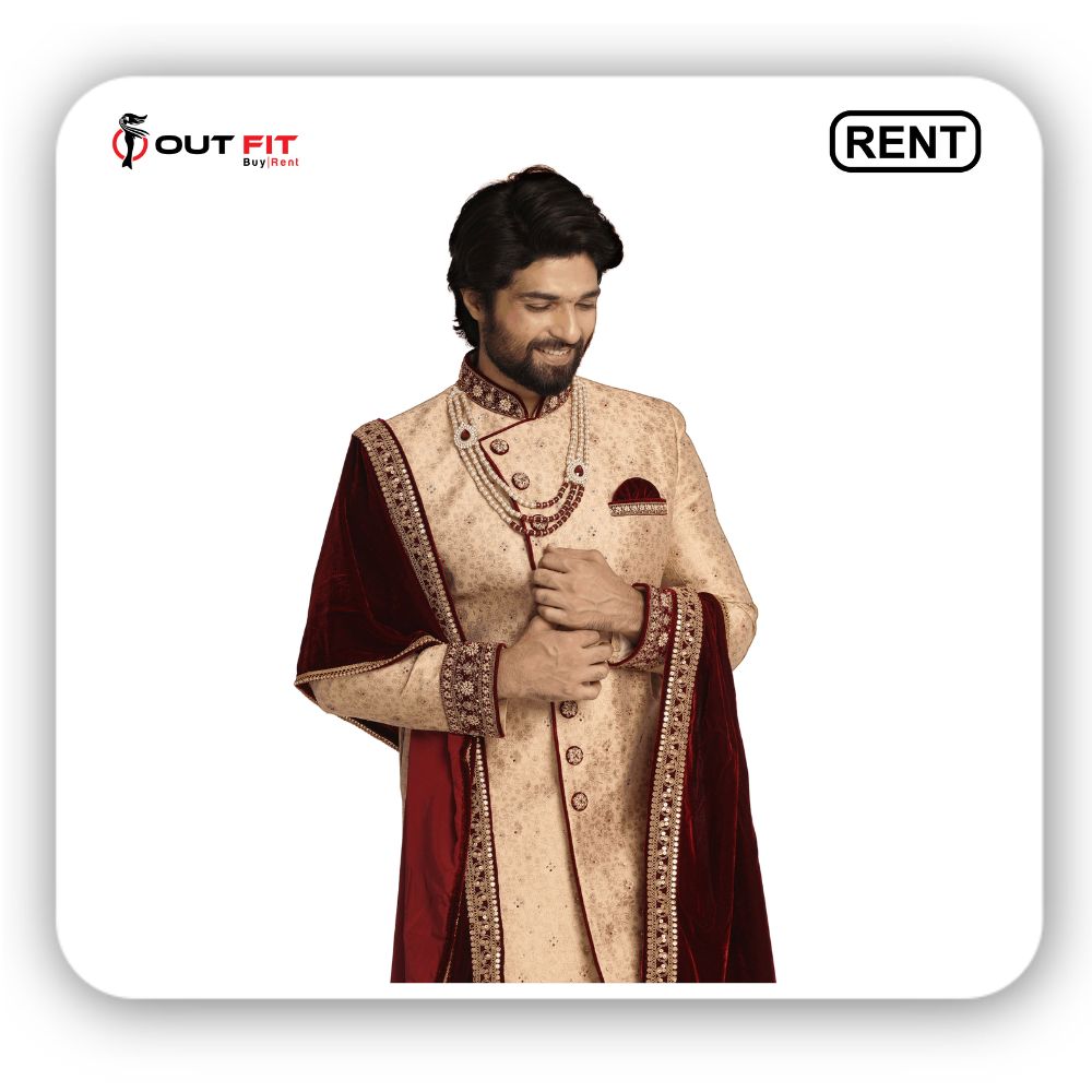 Regal Fawn Sherwani Set On Rent In Bangalore