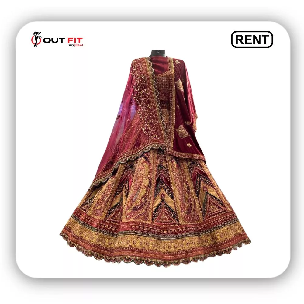 Rent Maroon Bridal Lehenga Bangalore _ Elegant Designer Lehenga Rentals Rent Maroon Bridal Lehenga Bangalore _ Elegant Designer Lehenga Rentals