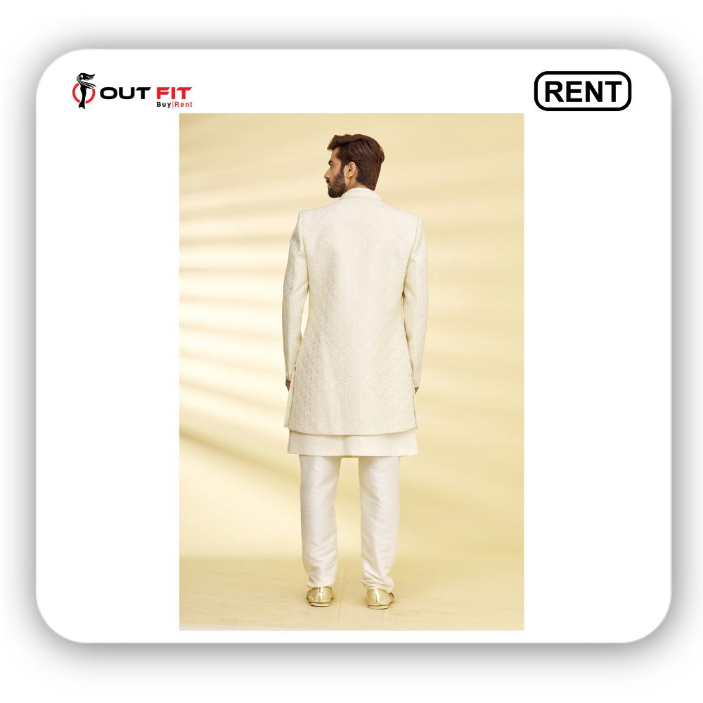 Rent a Designer Embroidered Floral Sherwani and Jacket Set in Bangalore (3)