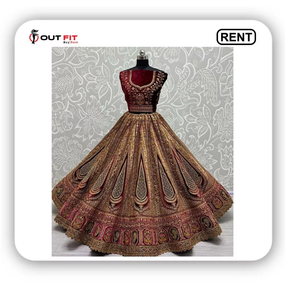 Sabyasachi Maroon Lehenga Choli For Bride