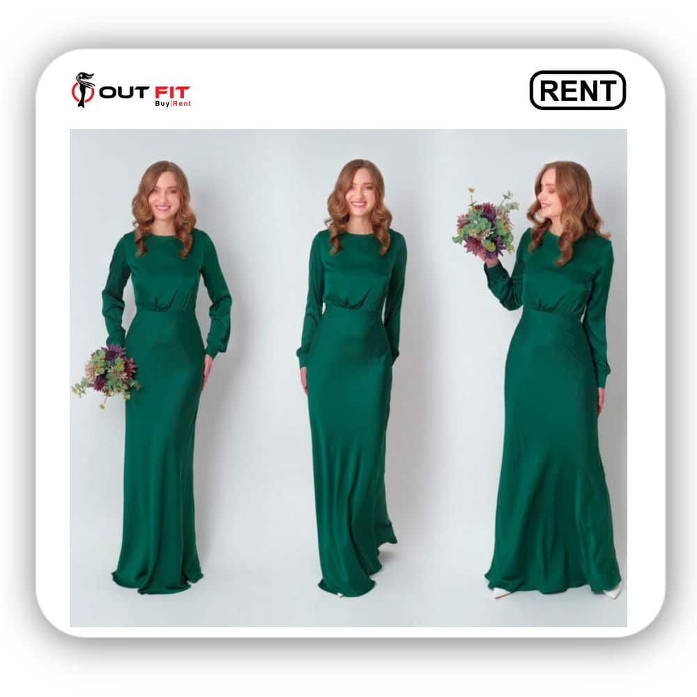 Dark Green Silk Bridesmaid Dress