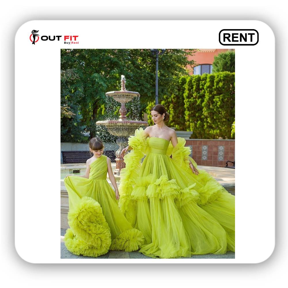 Light Green Mommy and Me Dresses Combo Rental Bangalore