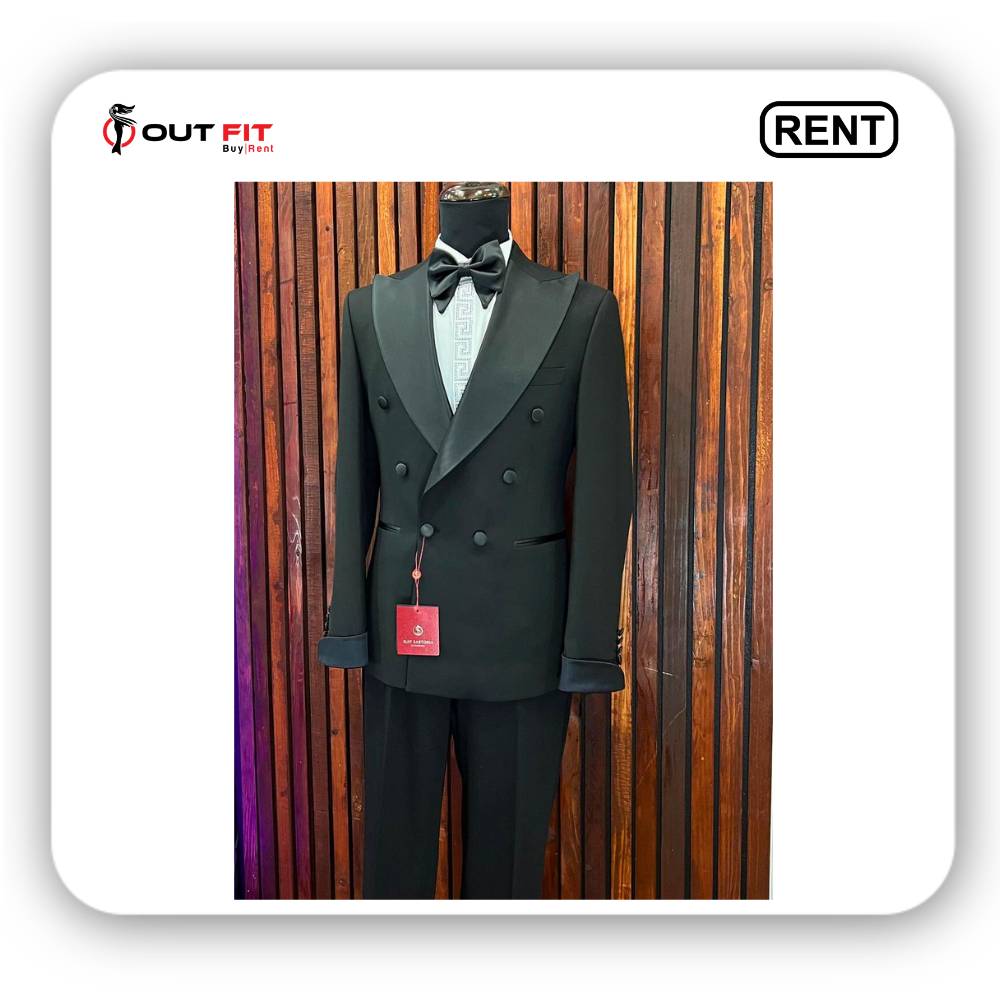 Mens Slim Fit Double Breasted Black Tuxedo Suits For Rent (3)