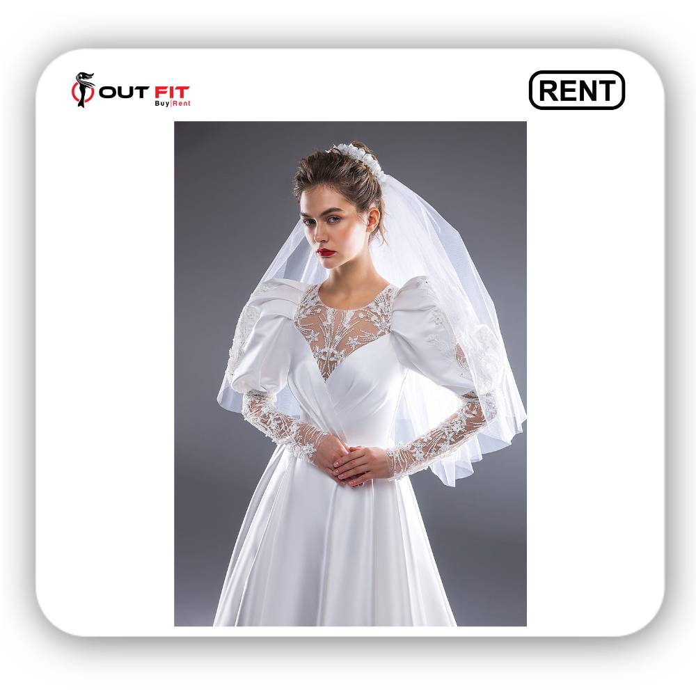 Modest Long Sleeve Wedding dress On Rent (2)