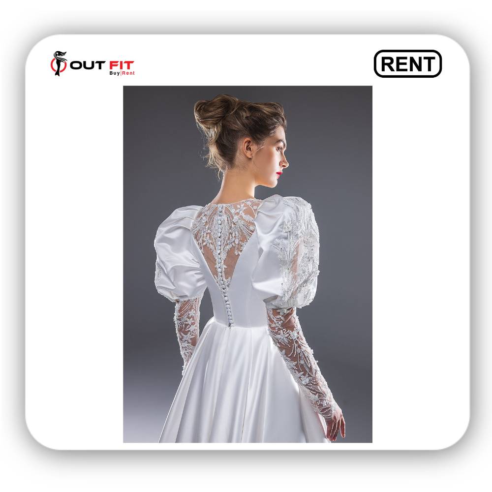 Modest Long Sleeve Wedding dress On Rent