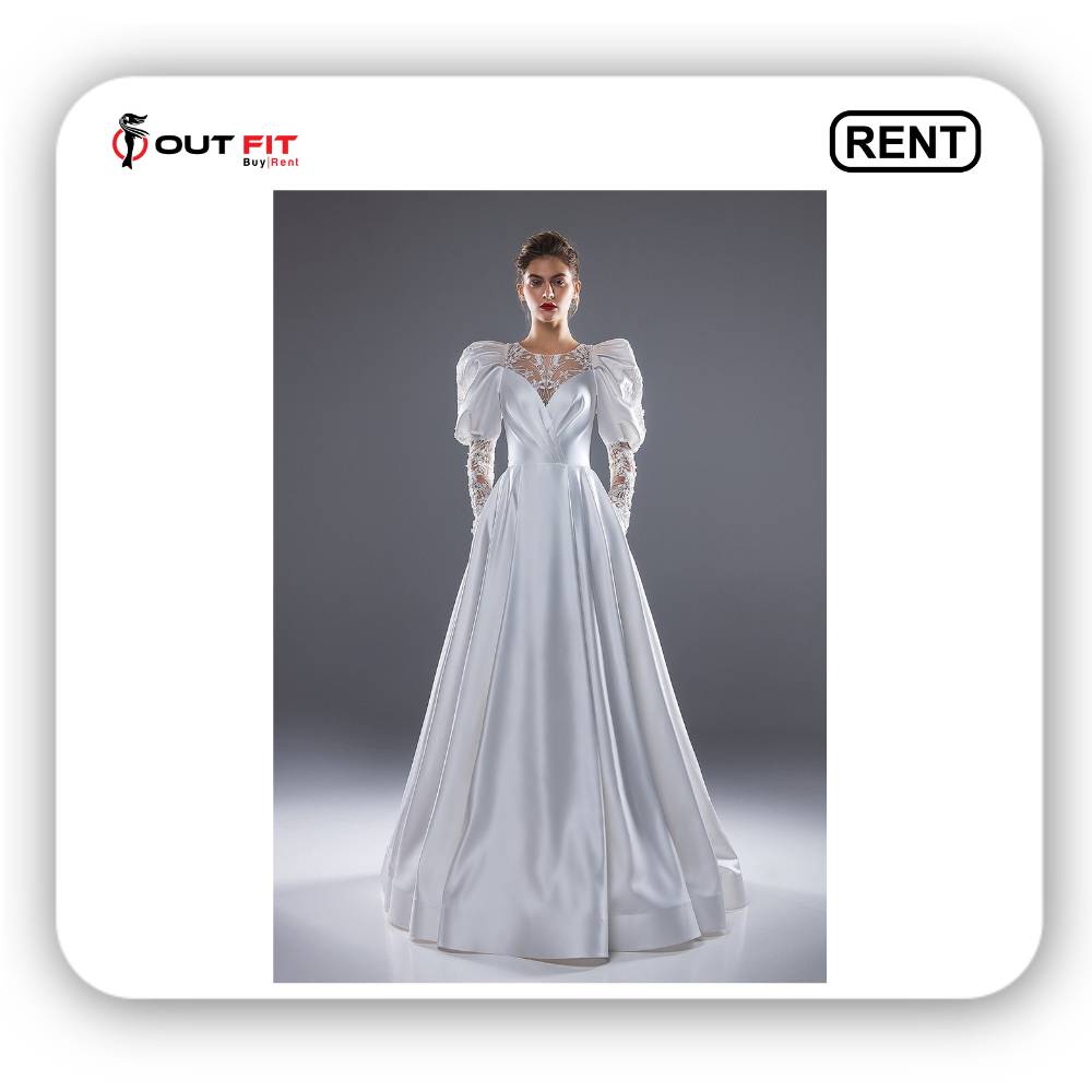 Modest Long Sleeve Wedding dress On Rent