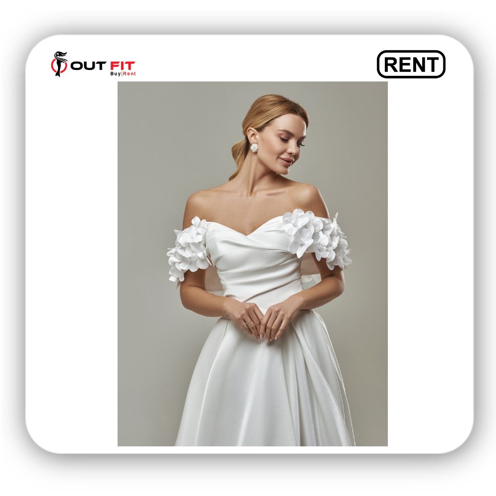 Off shoulder dress White bridal dress On Rent (2)