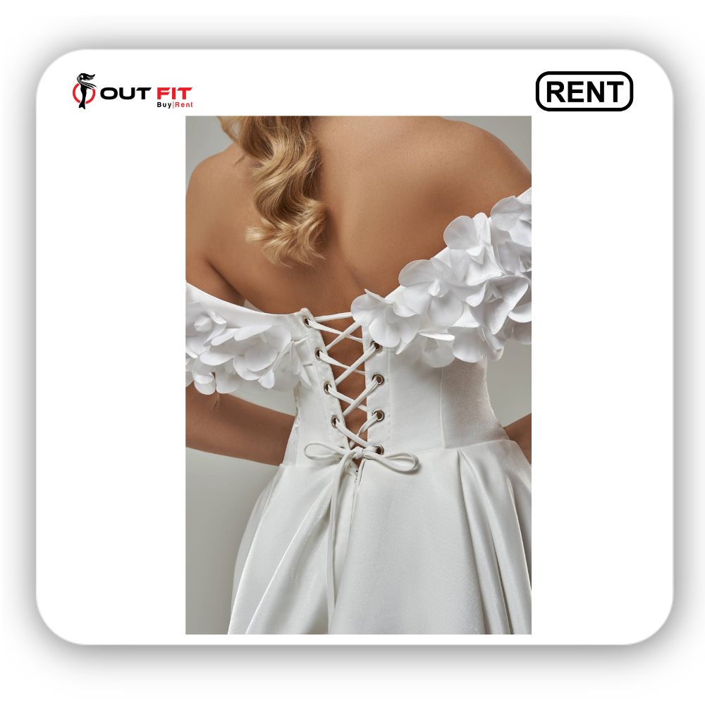 Off shoulder dress White bridal dress On Rent (3)