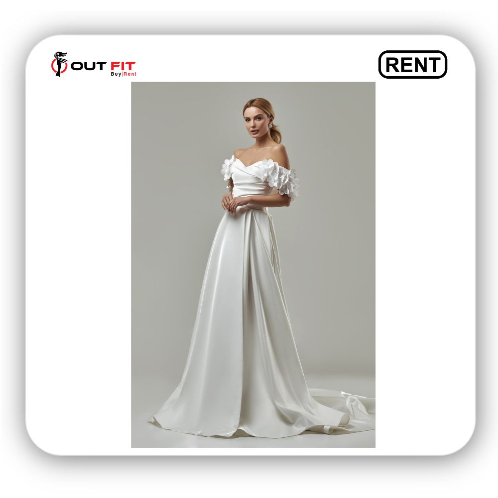 Off shoulder dress White bridal dress On Rent (4)