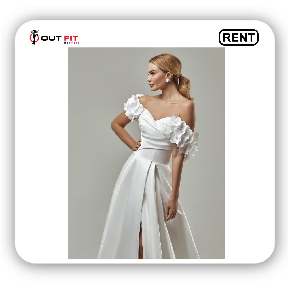 Off shoulder dress White bridal dress On Rent