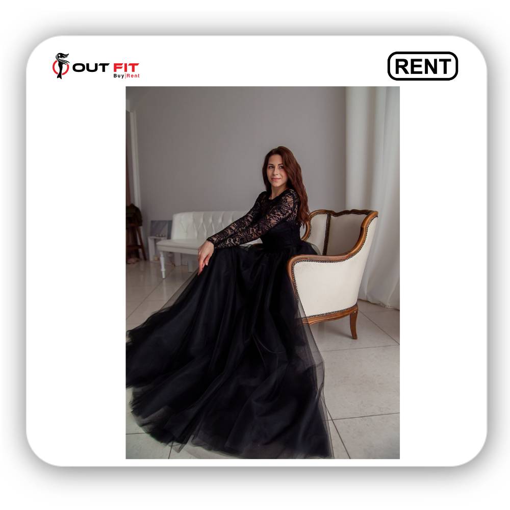 elegant black puffy tulle dress on rent in bangalore (2)