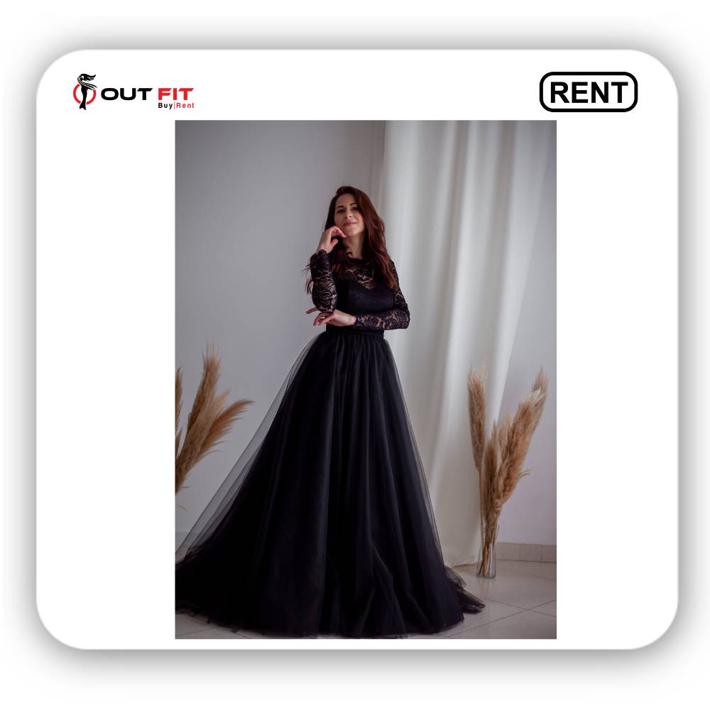 elegant black puffy tulle dress on rent in bangalore (3)