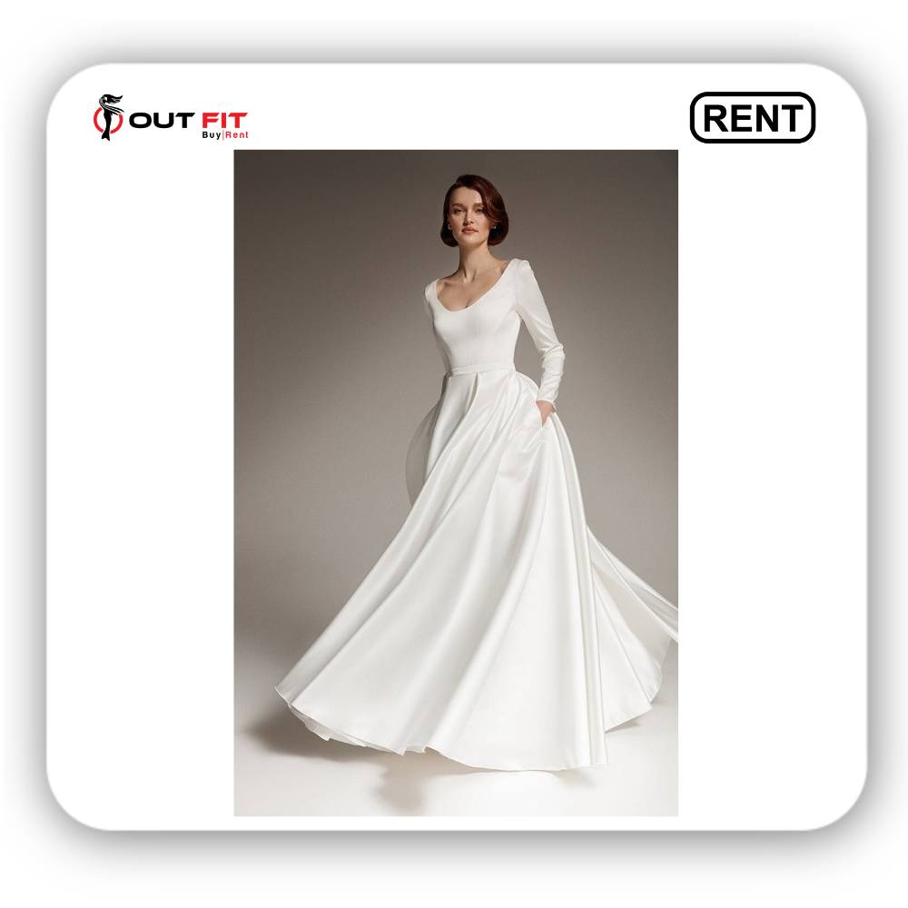 long sleeve white wedding dress on rent in bangalore