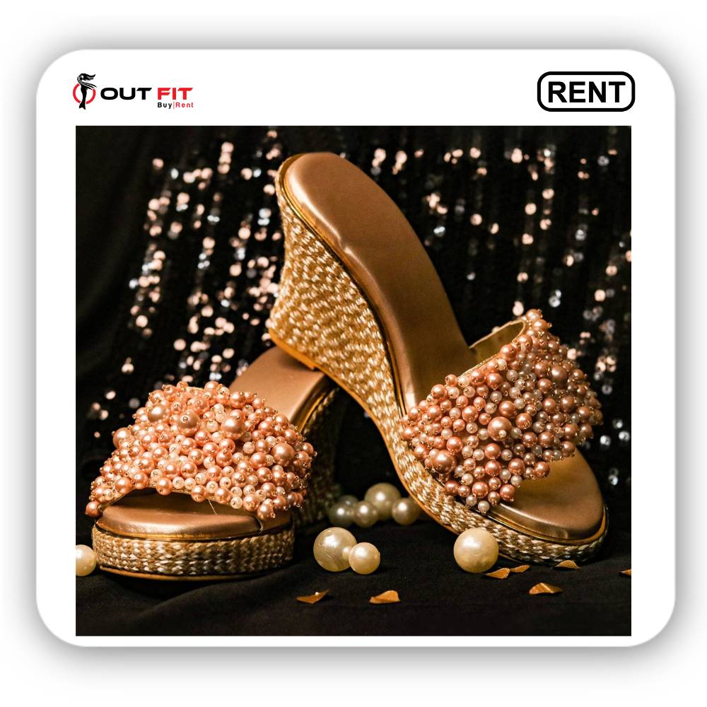 pink embellished pearl work wedges on rent in bangalore (3)