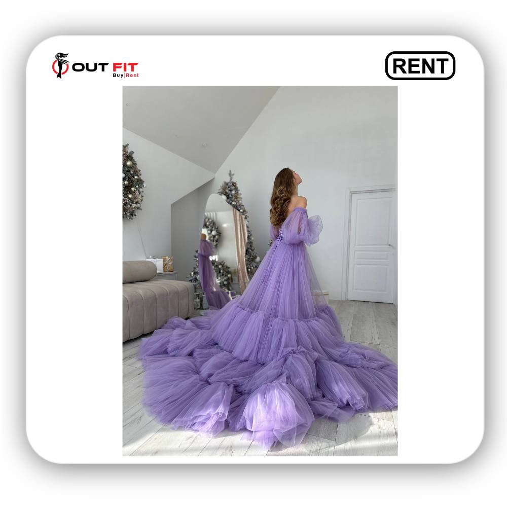 purple long tail tulle dress on rent in bangalore (2)