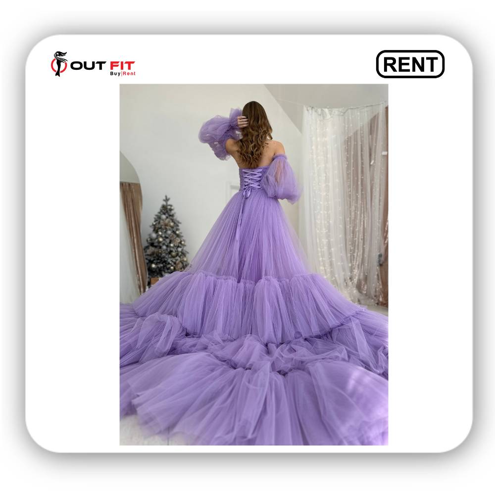 purple long tail tulle dress on rent in bangalore (3)