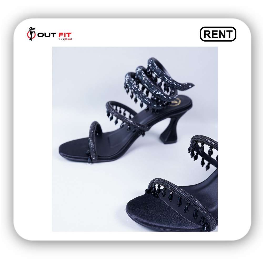 Black Embellished Spring Strap Heels on rent bangalore (2)