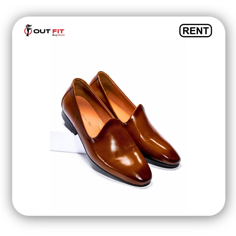 Brown Leather Plain Toe Shoes On Rent In Bangalore