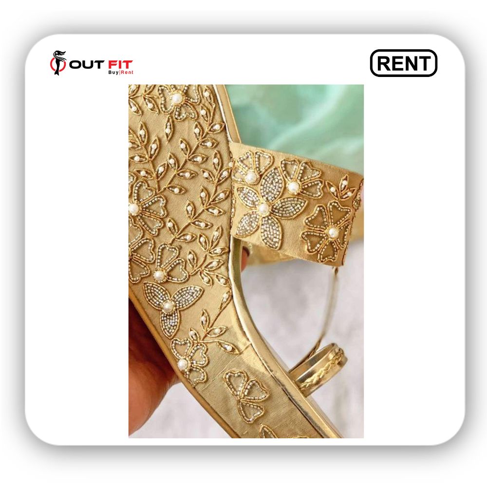 Essem Follow Gold Embroidered Floral Wedges on rent in bangalore (2)