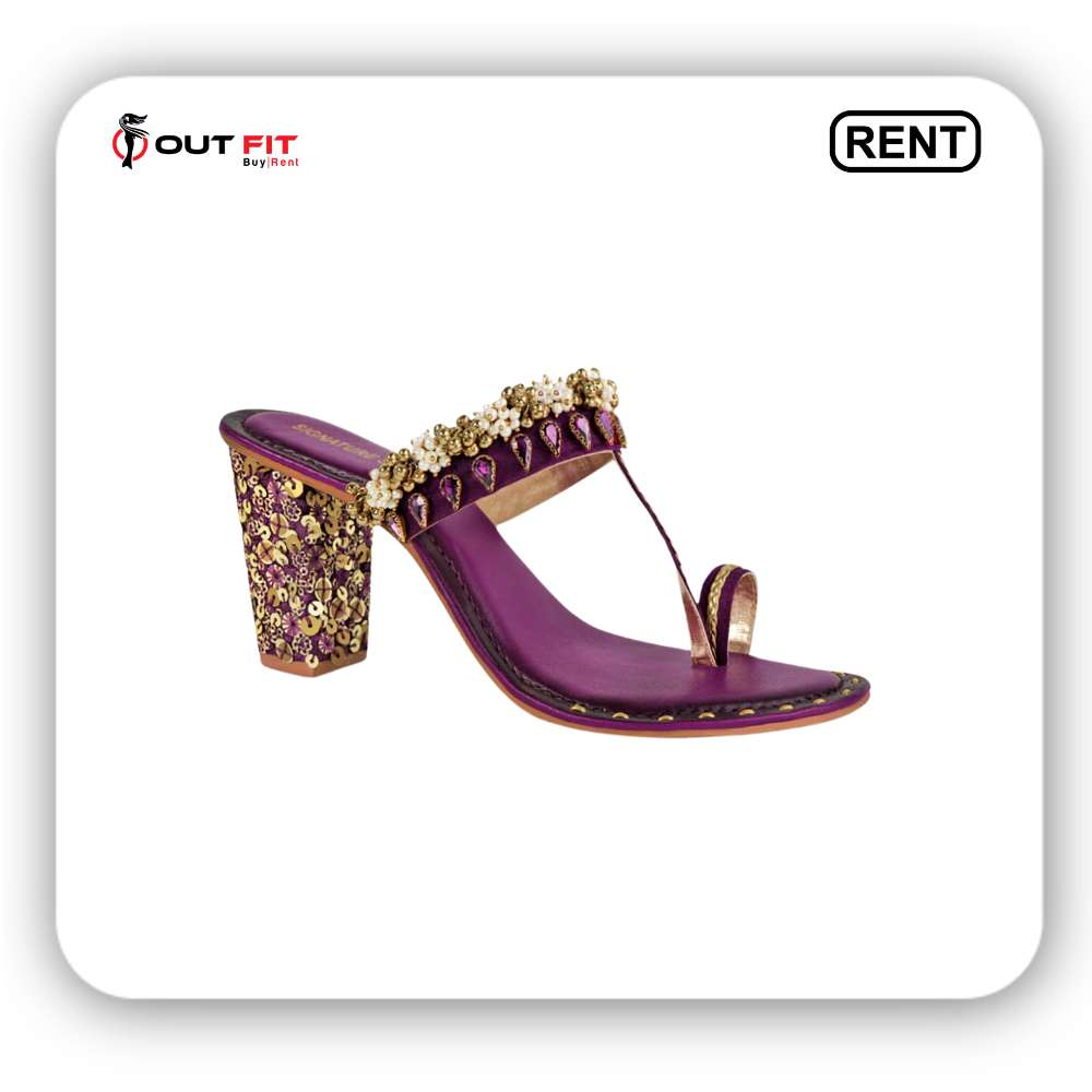 Purple Embroidered Sequin Block Heels on rent bangalore (2)