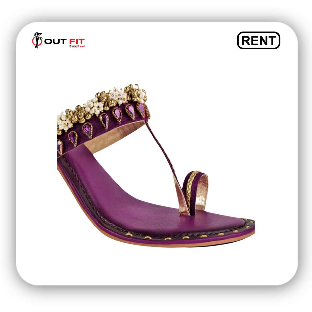 Purple Embroidered Sequin Block Heels on rent bangalore (3)