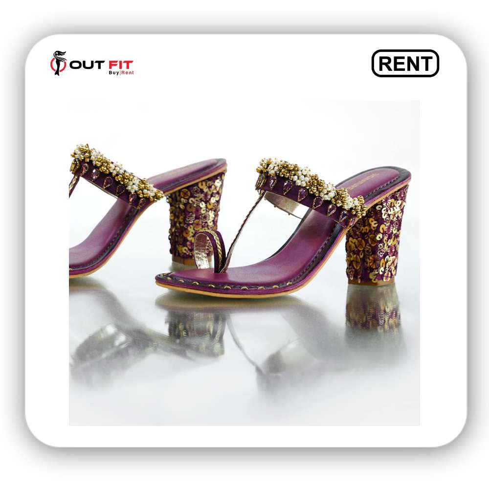 Purple Embroidered Sequin Block Heels on rent bangalore (4)