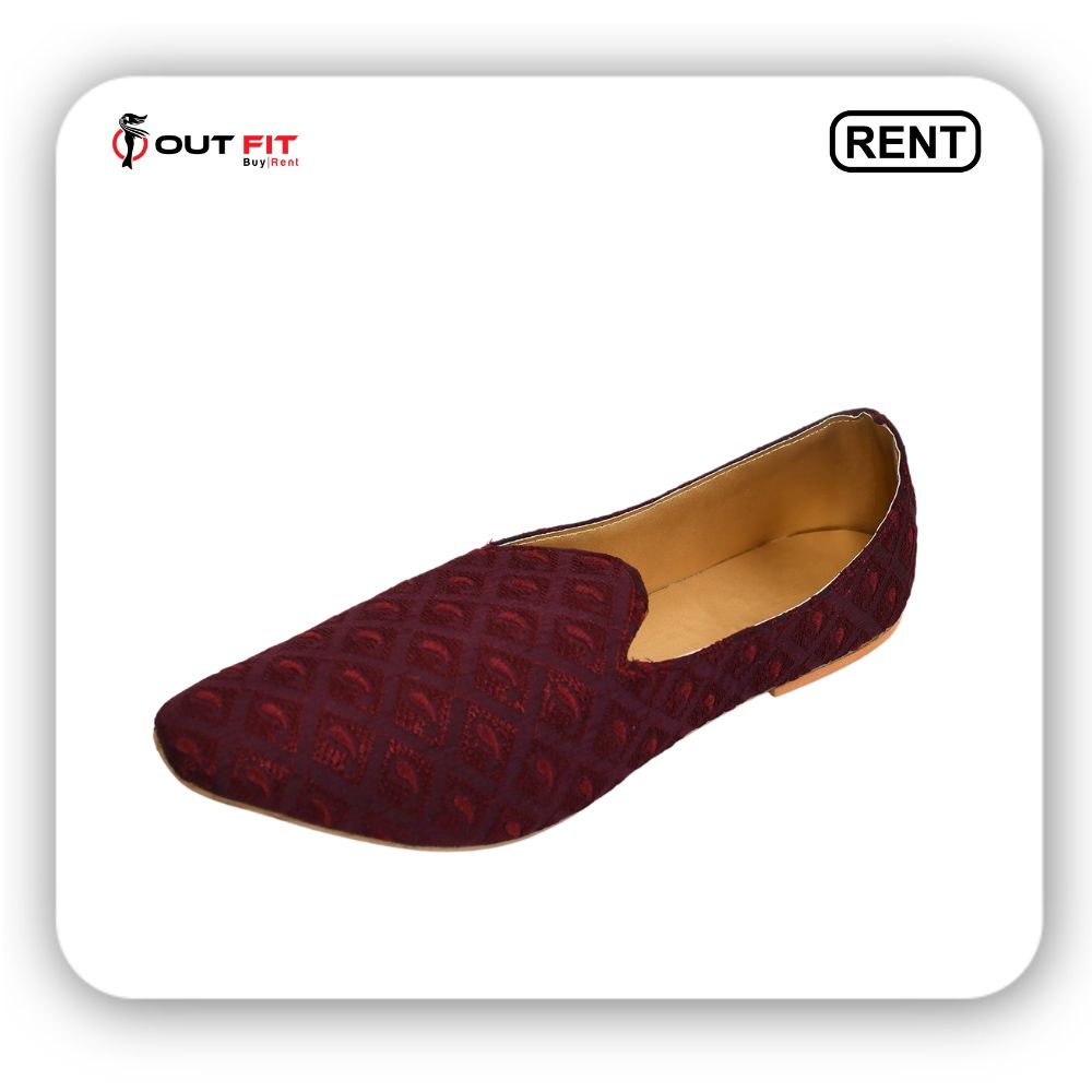 Wine Embroidered Paisley Juttis On Rent In Bangalore (2)