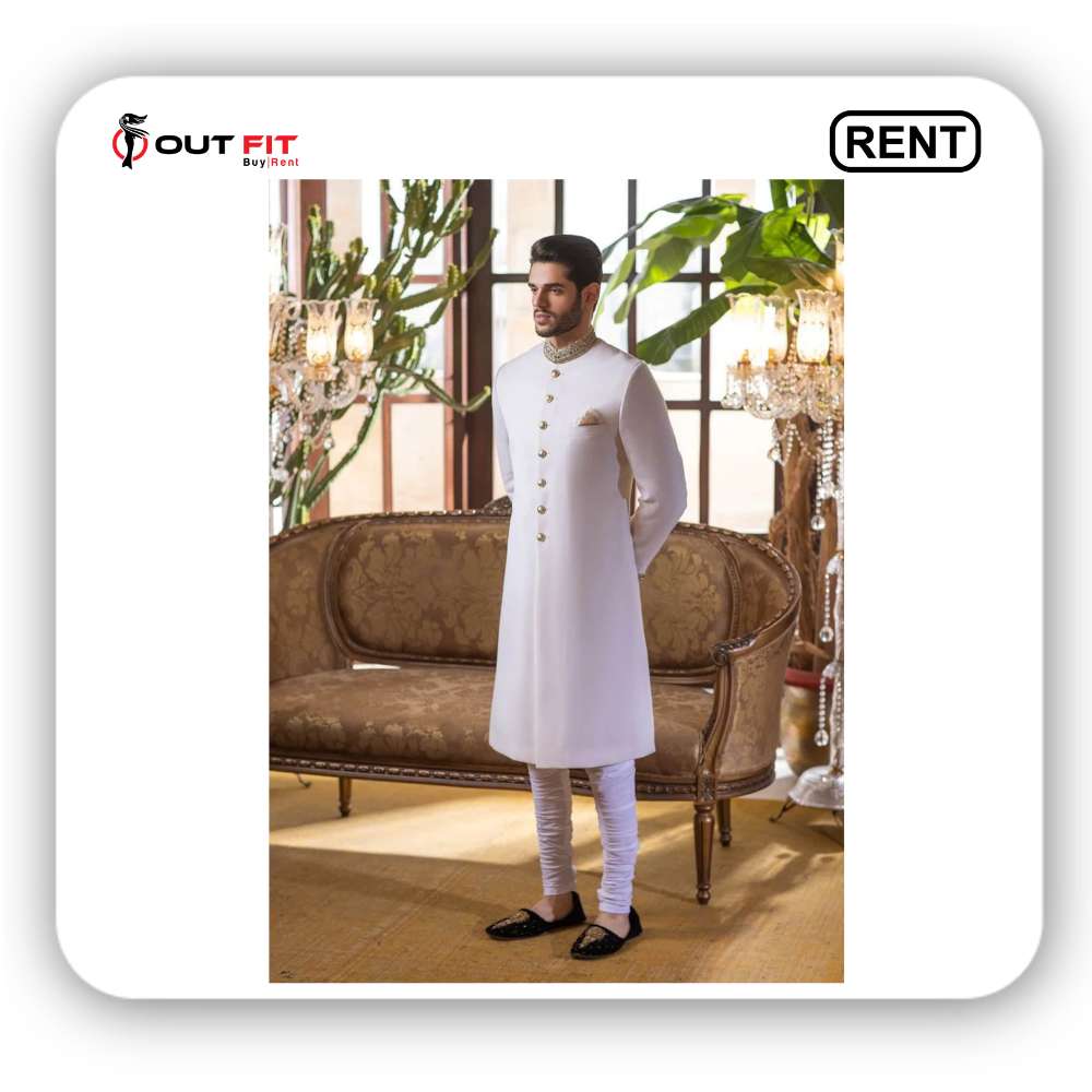 Ivory Neck Sherwani on Rental in Bangalore