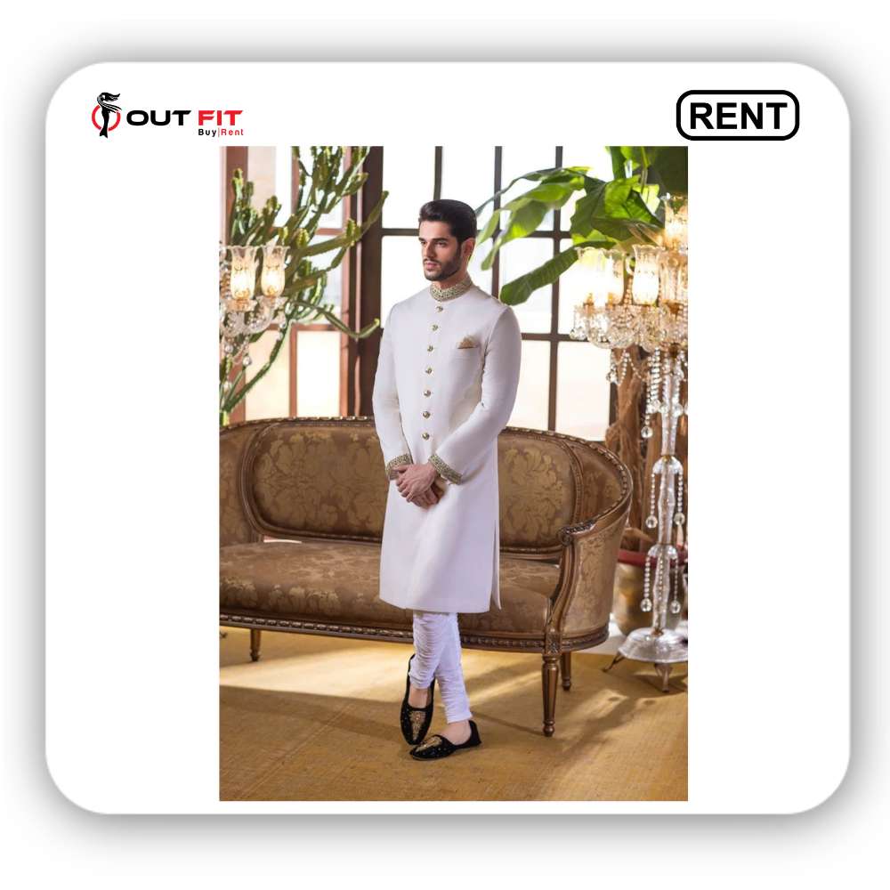 Ivory Neck Sherwani on Rental in Bangalore