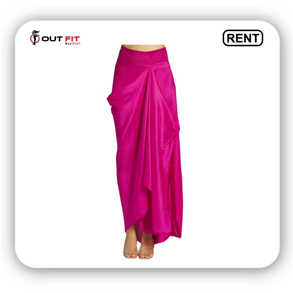 pink silk printed collage skirt set On Rent In Bangalore